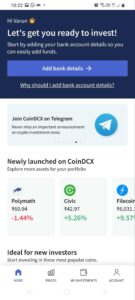 Add Bank Details In CoinDCX App