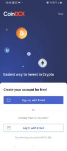 CoinDCX App Signup With Email
