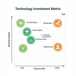Technology investment matrix, ROI timeline, business impact, startup technology priorities, investment strategy